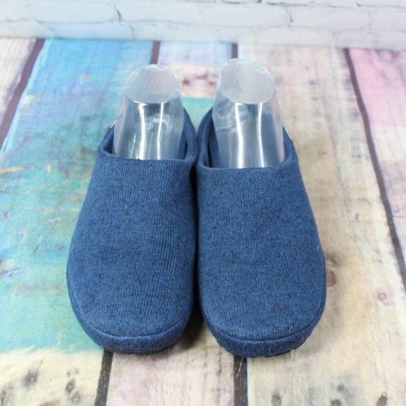 LL Bean Bright Navy Sweater Fleece Cozy Slippers Scuff Size 9 M - Picture 5 of 9